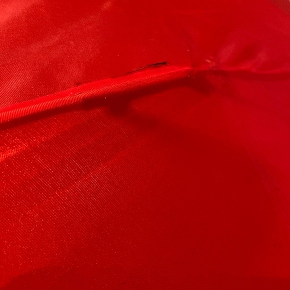 Vintage Raines Premier Wood Duck Handle Push Button Umbrella Red - Picture 11 of 13